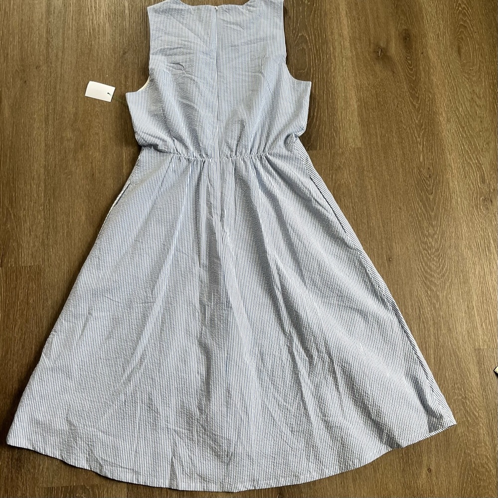 NWT J. Crew blue seersucker sleeveless dress size 8 - Picture 13 of 13